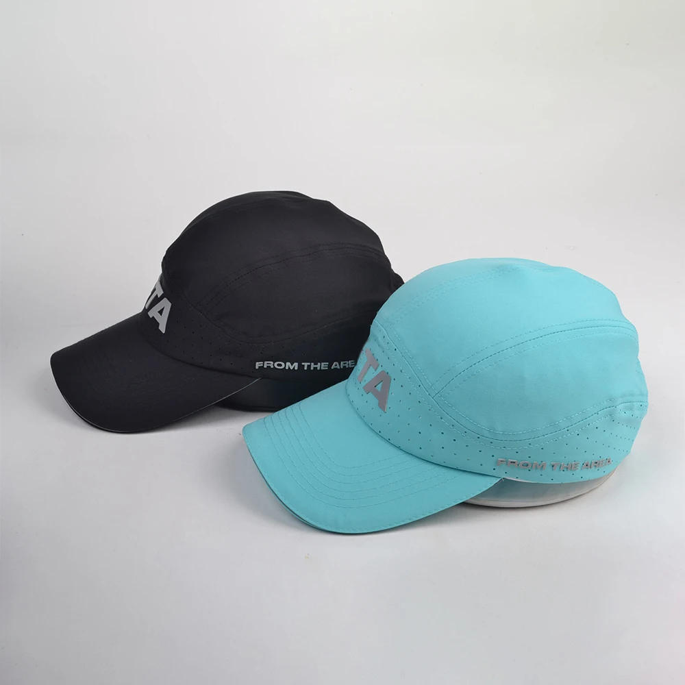 Custom 5 Panel Performance Running Hats For Men Women Quick Dry waterproof laster cut Sports Baseball Cap