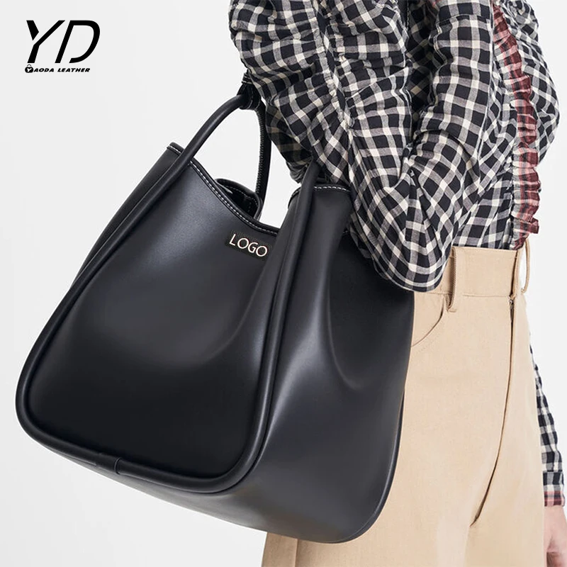 Women Fashion Handbags Clutches Vegan Leather Handbag Custom Logo Large Shoulder Bag Tubular Slouchy Tote Bag