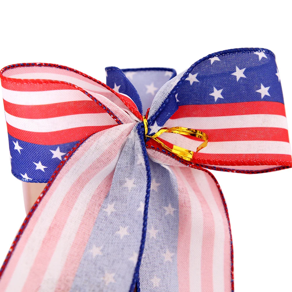 Nx Wholesale Hair Accessories Custom Design Hair Bow with Ribbon for USA Independence Day