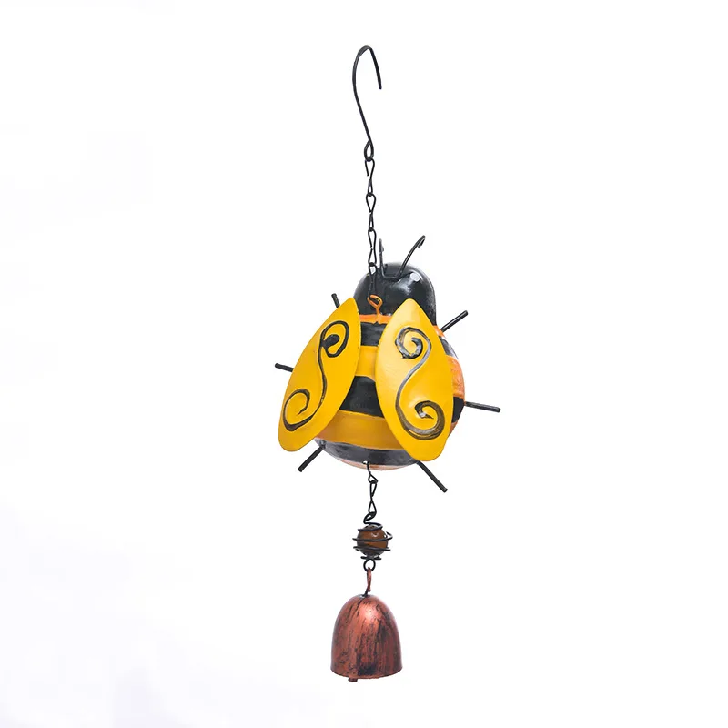 Three-dimensional ladybug bells wind chimes creative small fresh  glass wrought iron decoration bee wind chimes ornaments crafts