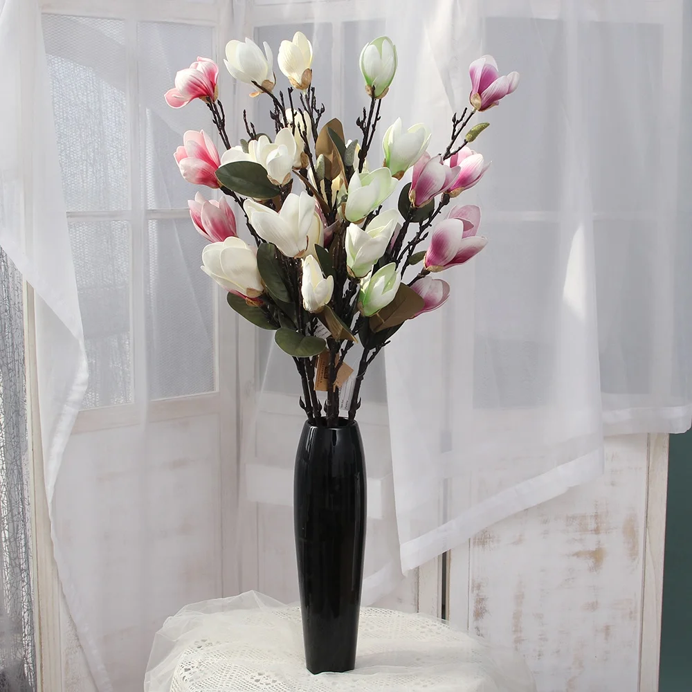 Cheap Price Ball Magnolia Artificial Wedding Flower Dandelion Fabric Plastic Flower Natural For Wedding Party Graduation