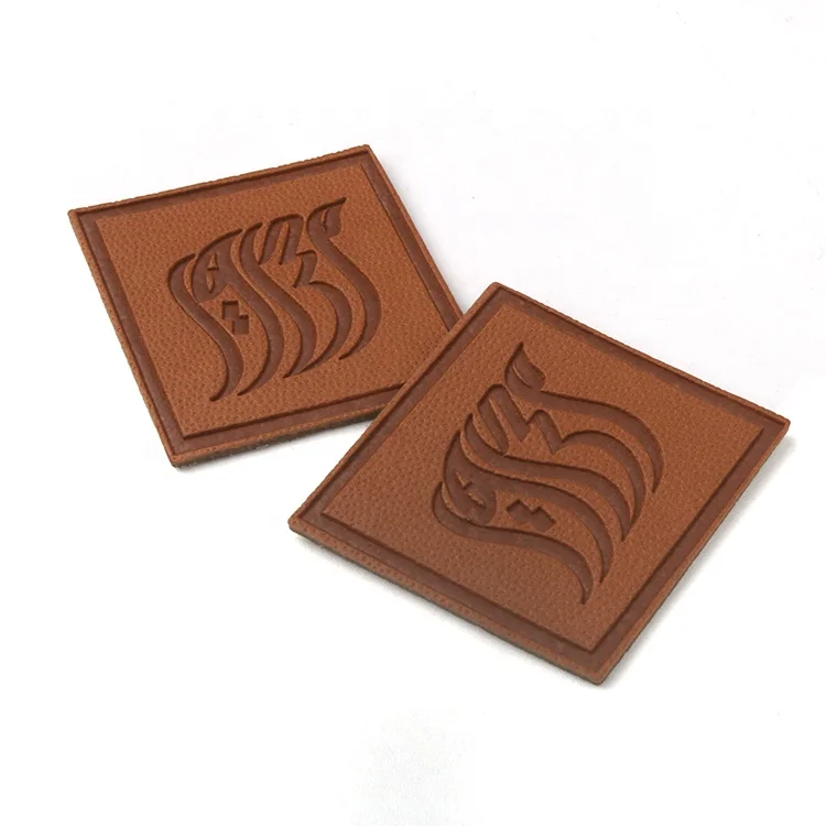 Eco Friendly Fashion Design Small Label Customized Stamping Brand Logo Mini PU Leather Tag Patches for Beanies