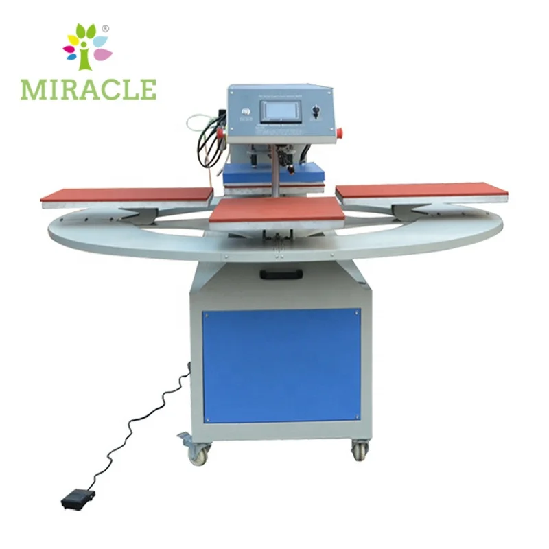 Pneumatic Heat Press Machine 4 Working Station 38x38 Automatic Rotating Fast Printing T shirt Heat Transfer Machines