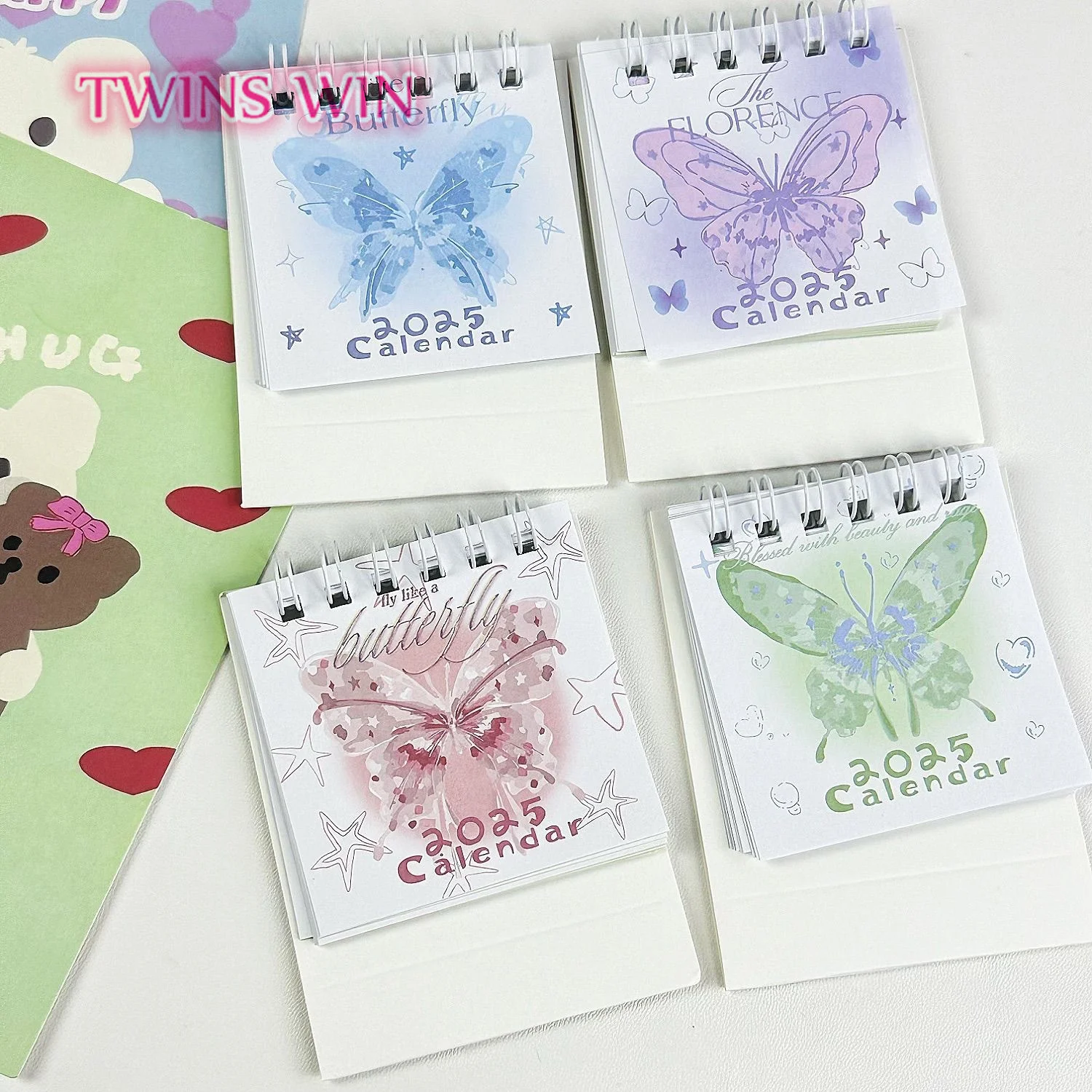 Ins wind hand-painted butterfly calendar 2025 mini desk calendar high value cute desktop student office calendar501