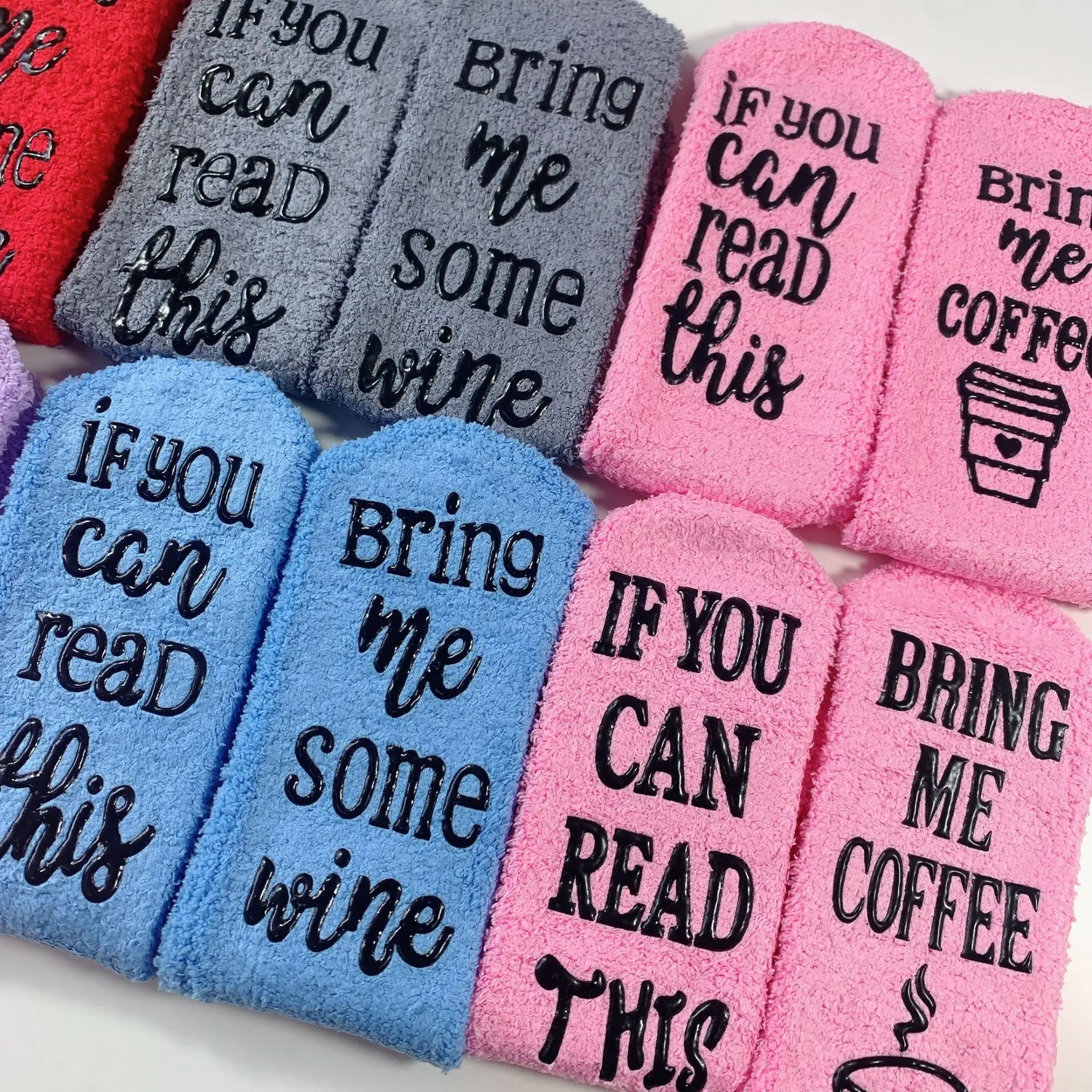 OEM Personalized Make Your Own Design Custom grip logo winter women slipper socks