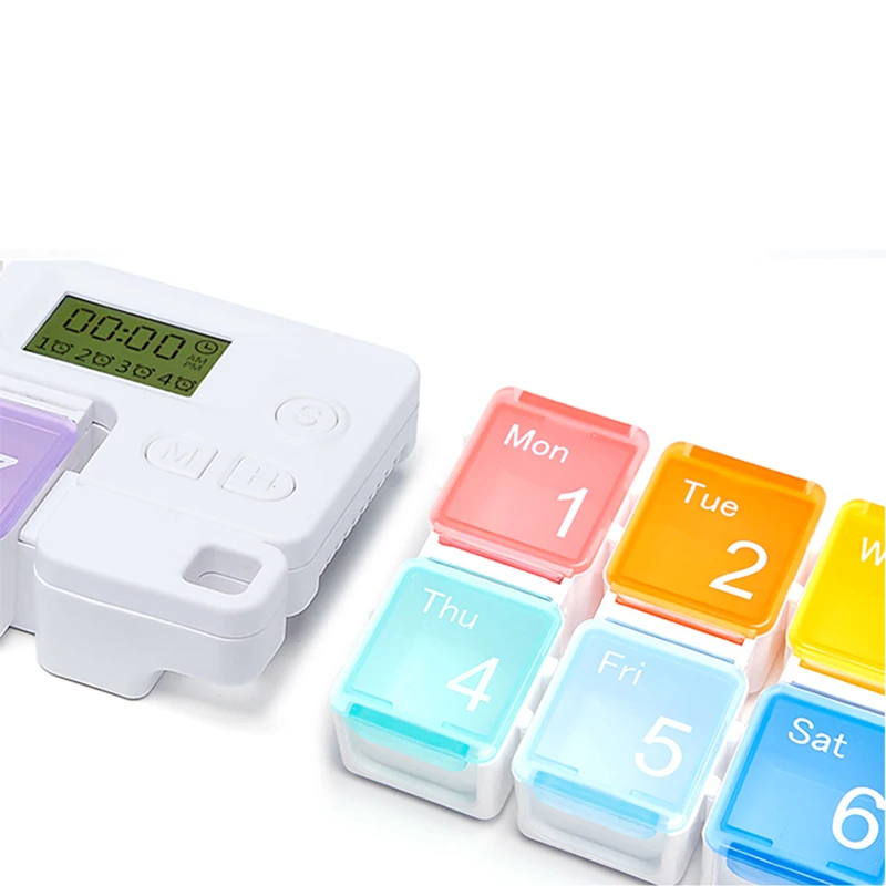 7 Days Weekly Electronic Digit Medicine Reminder With 7 Compartments Detachable Portable Alarm Pill Box Timer
