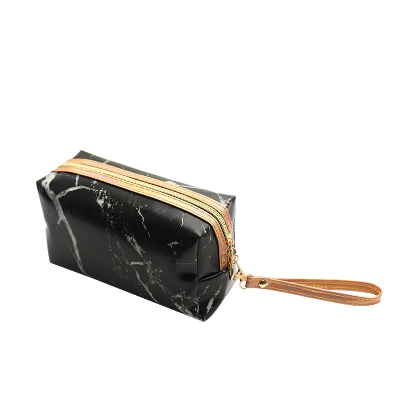 Portable PU Cosmetic Pouch Travel Brush Holder Pencil Storage Case,Marble Makeup Bag Organizer for Women