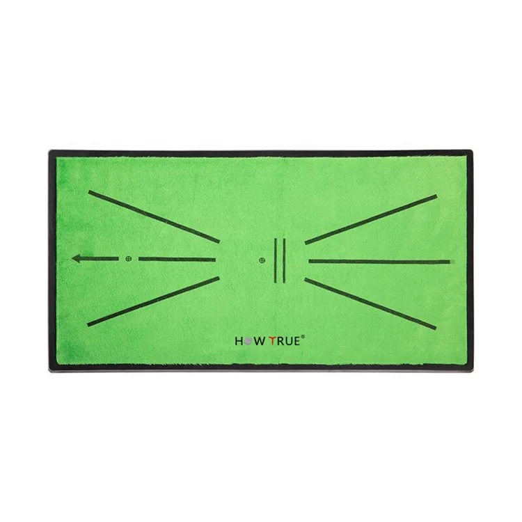 HOW TRUE Wholesale Green Goose Down Fabric Rubber Non-Slip Bottom Plate Golf Swing Mat Indoor Golf Putting Marking Practice Mat