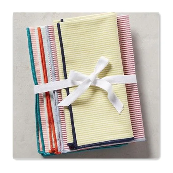 Цвета мокрого камня льняная ткань для салфеток с контрастной расцветки челночный стежок в полоску салфетка