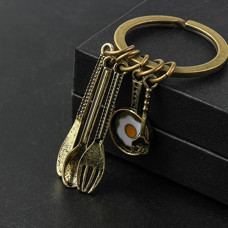 Personalized Accessories Vintage Copper Color Keyring Bag Pendant Kitchen Tools Knife Keychain for Unisex