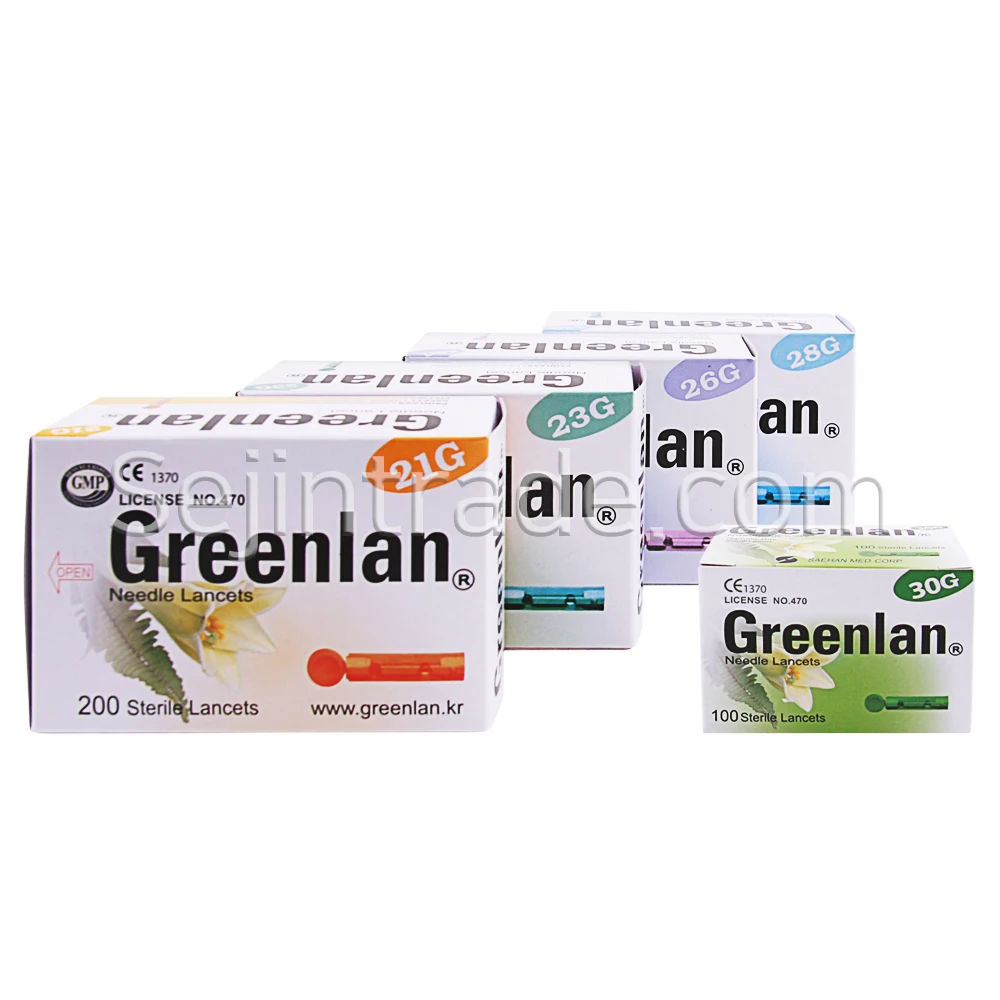 Greenlan ланцет иглы 21 г/23 г/26/28G/39G палец ланцеты крови больницы производство для поддержания здоровья тела, клиника Сделано в Корее