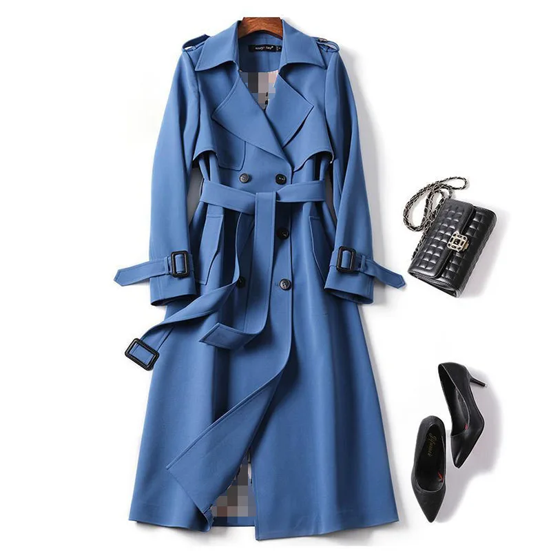 Korean mid-length trench coat for women 2020 popular British over-the-knee overcoat for spring autumn
