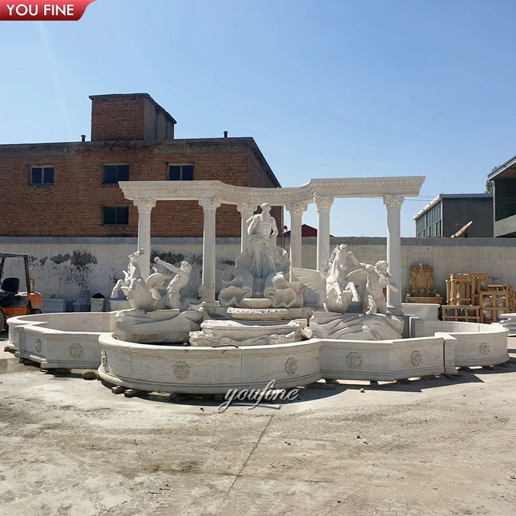 Outdoor Garden Hand Carved Large Marble Trevi Fountain
