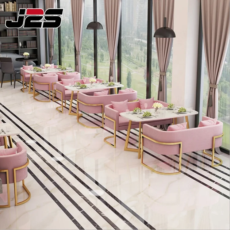 Light luxury velvet coffee shop living room lounge bar furniture booth sofas chairs and tables sets