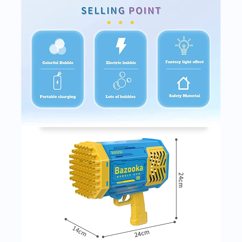 Wholesale rocket kid pistoa de bolhas blower machine bubble boom bubble maker toys 69 hole gatling led rocket bazooka bubble gun