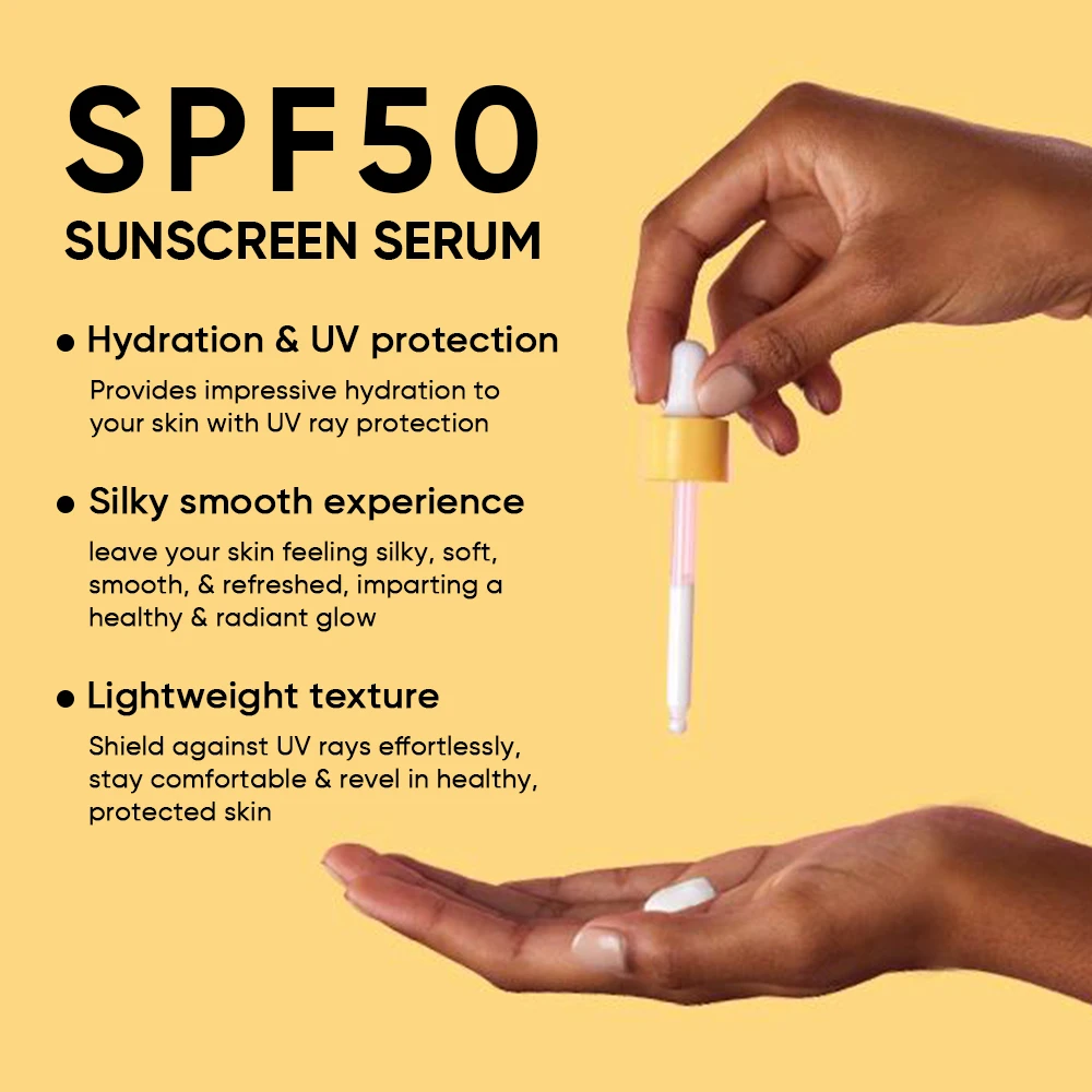Organic Niacinamide Hydrate All Day Facial Sunscreen Serum Brighten Sensitive Skin Uva/Uvb Protection Face Sun Serum With Spf 50