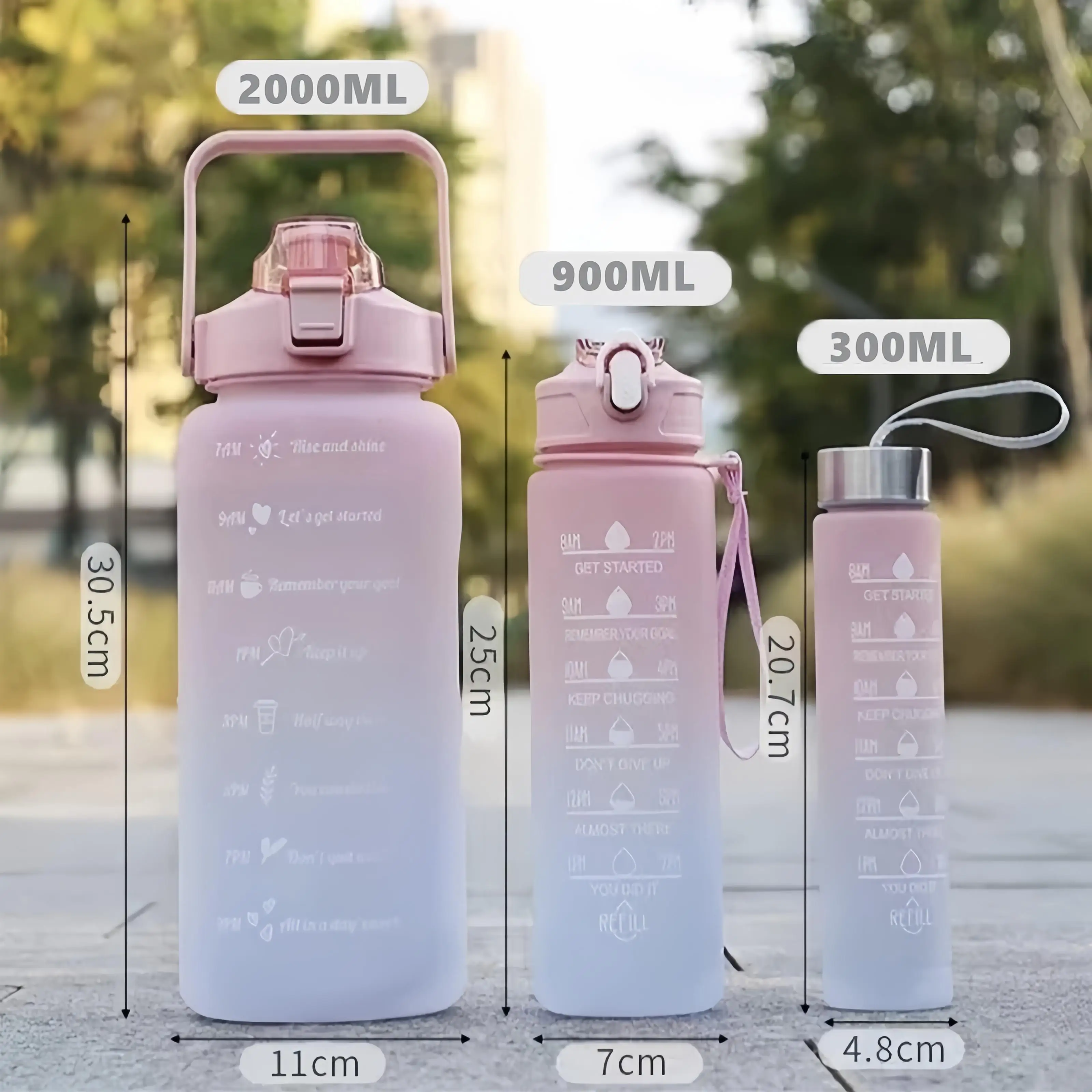 Best Selling 3-in-1 Water Bottle Fitness Sports Straw water bottle set of 3