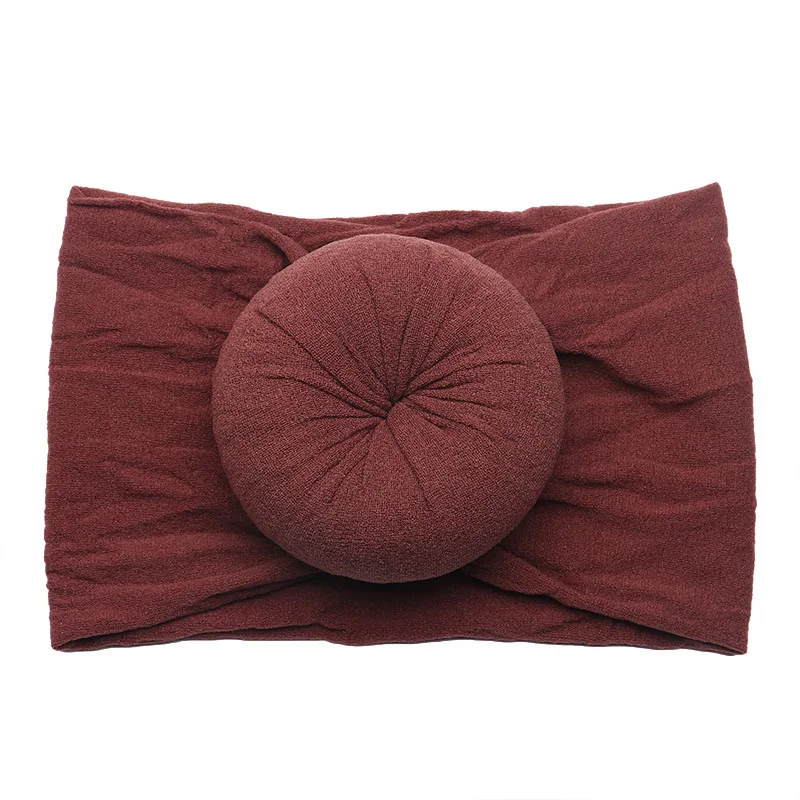 Faddish boutique newborn knot head bow wrap soft elastic doughnut nylon kids hair band for baby girls