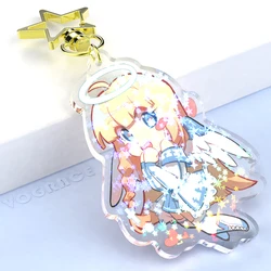 Vograce Made Acrylic Charms Custom Keychain Plain Double Sided Holographic Key Chain With Single Glitter Epoxy