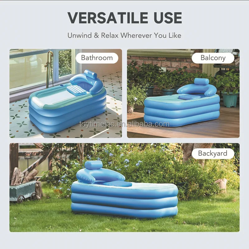 Adult Hot Bath Tub With Pillow Free-Standing Blow Up Bathtub with Spa with Electric Air Pump PVC Inflatable Adult Bath Tub