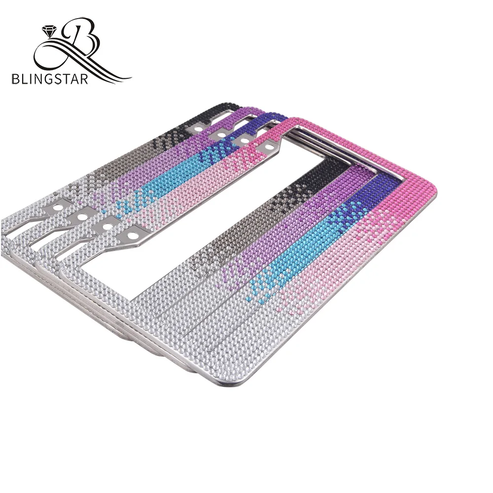  Рамка номерного знака bling с розовым синим черным и