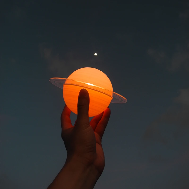 DGLUX 16 Color Remote Control Bedroom Bedside Lamp Night Light Moon Usb Charging 3d Saturn Lamp