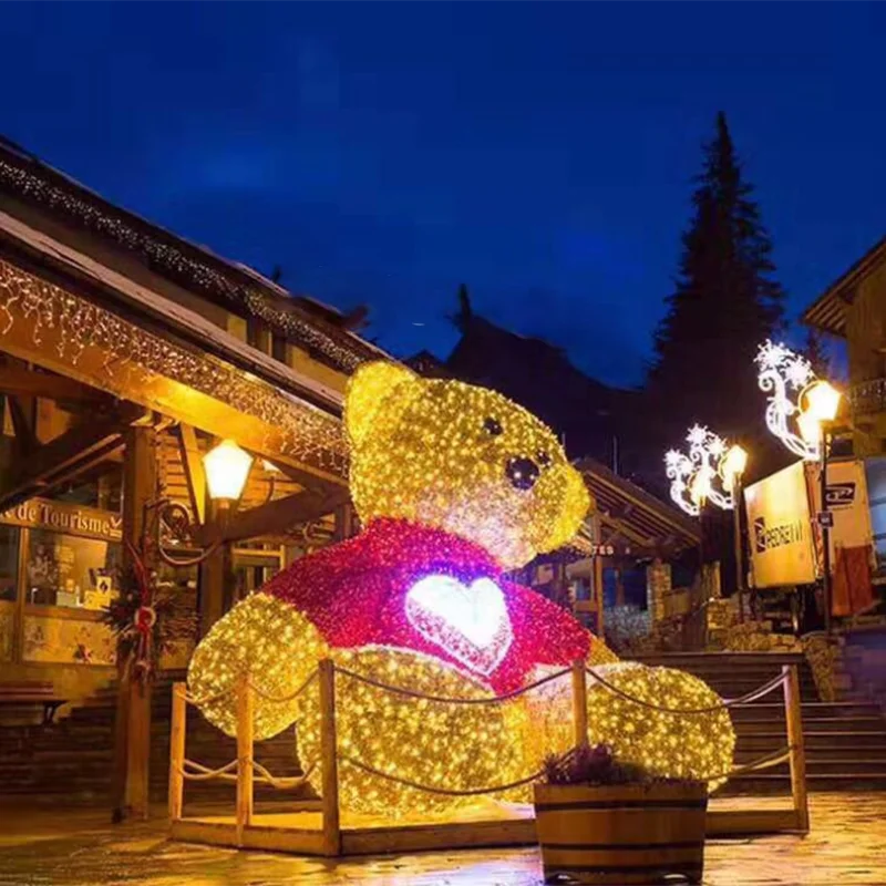Уличные рождественские гигантские уличные фонари, акриловые фигурки животных, скульптуры