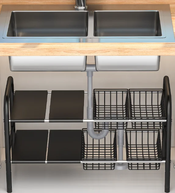 Kitchen Accessory Spice Rack Metal Shelves Under The Sink Organiser Undersink Cabinet Organizer Stainless Steel Storage Rack