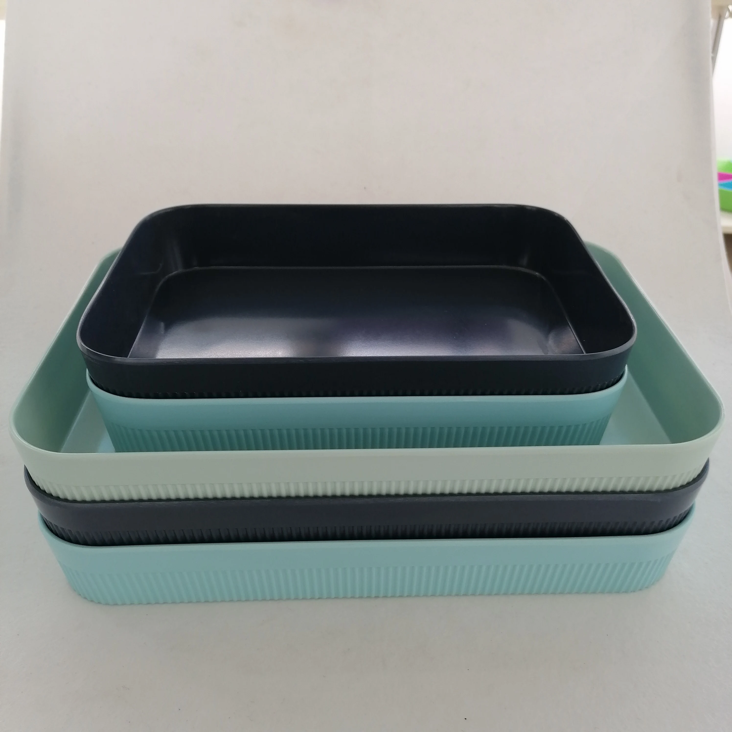 Food grade Two Tone Color Deep Round Plate Melamine soup serving dinner plates