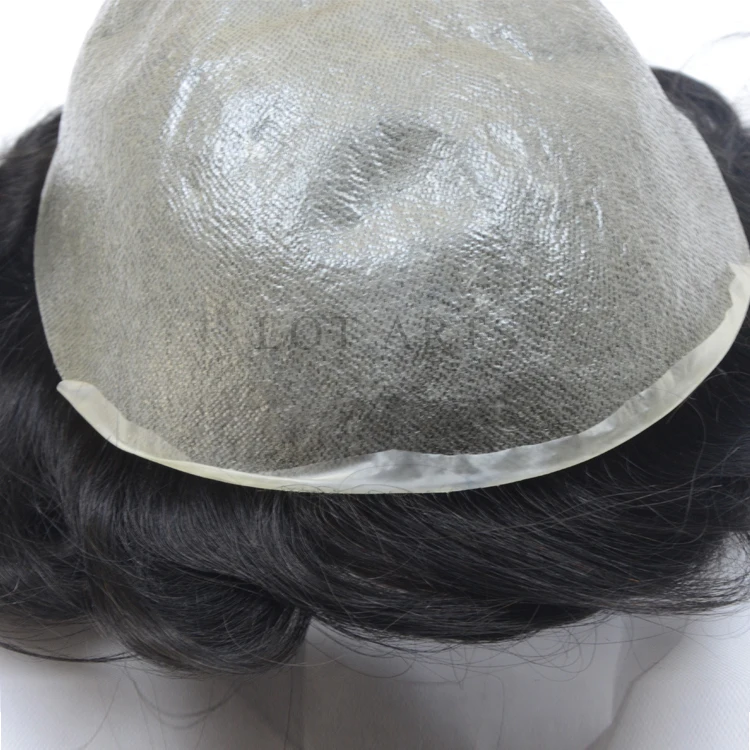 Super Thin Skin Flat Injected Stock Mens Hair pieces Jet Black #1 toupee for men