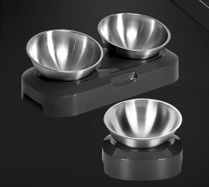 Sohpety Customized Pet Stainless Steel Double Bowl Cat Food Single Bowl Supplies Elevated Pet Bowl