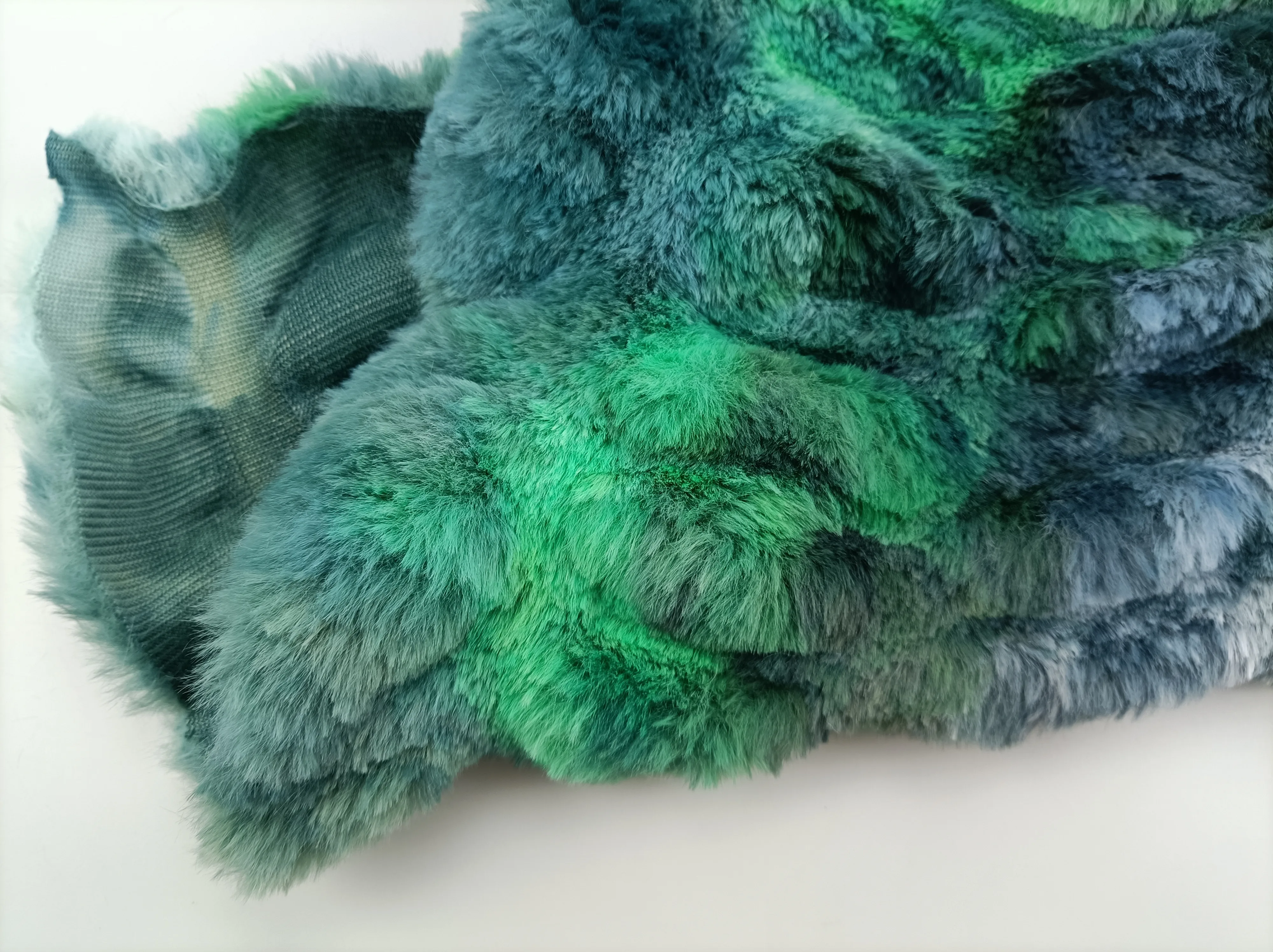 Forest Tie-dyed Spandex Rabbit Faux Fur Fabric Elastic Fur Fabric For Hometextile/Garment/Toys