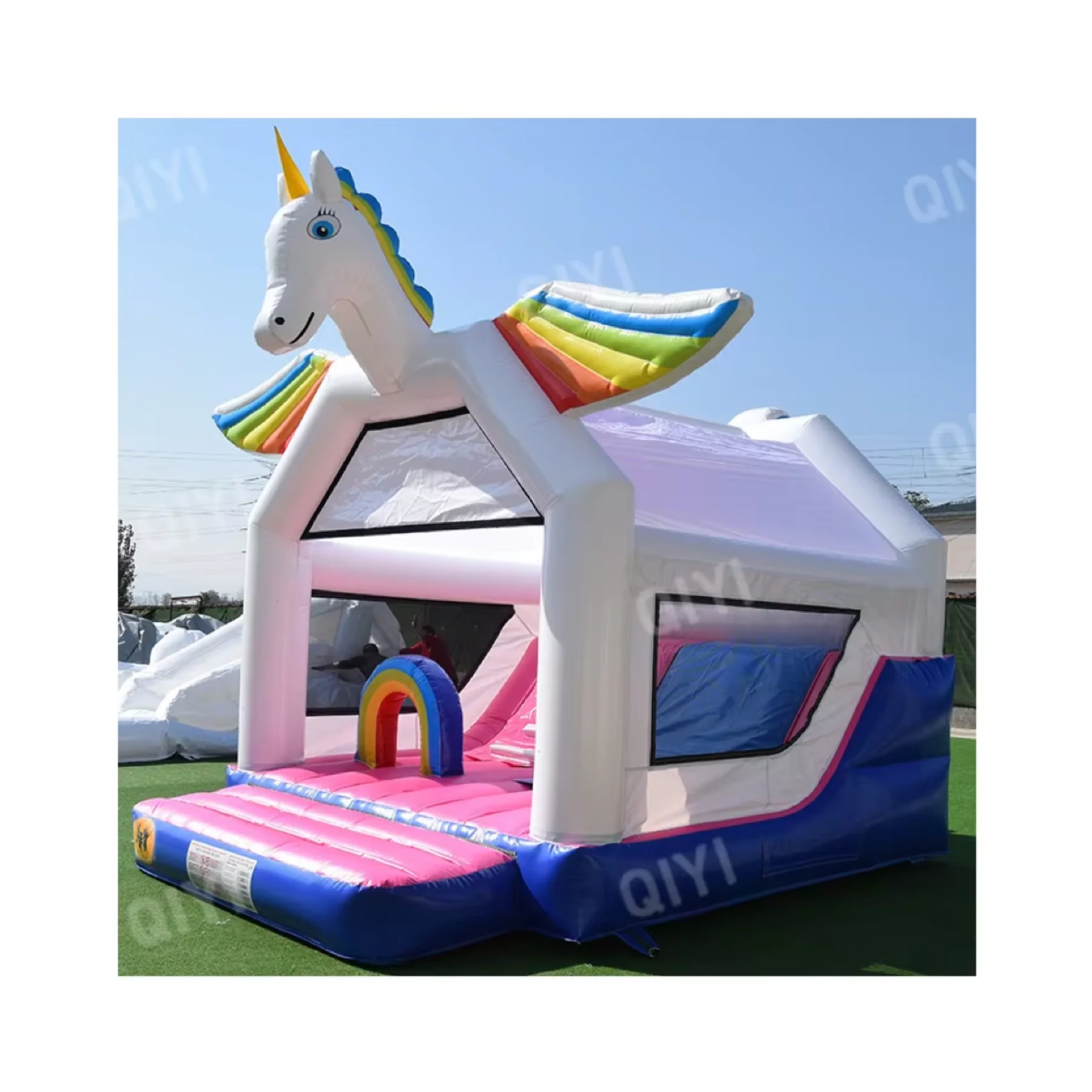 Customized unicorn inflatable bounce house pink bouncy castle inflatable bouncer with blower jumping castle for kids