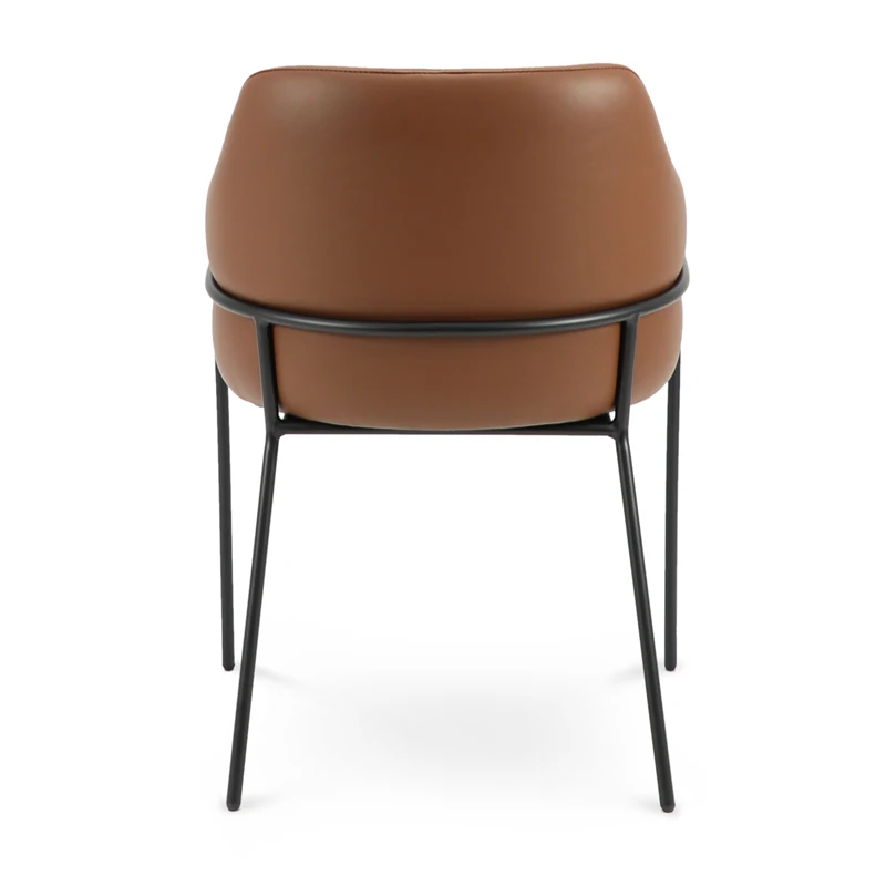 Upholstered Leather Chairs Brown Synthetic Leather  Dining Chair For Hotel