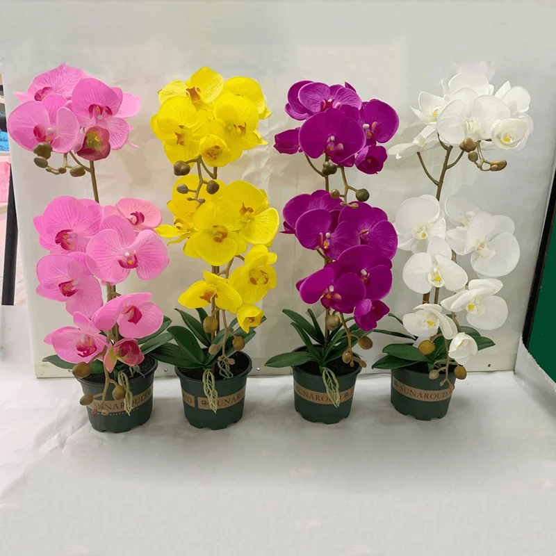 China Artificial Flower Wholesale Artificial Long Stem Orchids Floral Arrangement Plastic Flowers Artificial Decoration