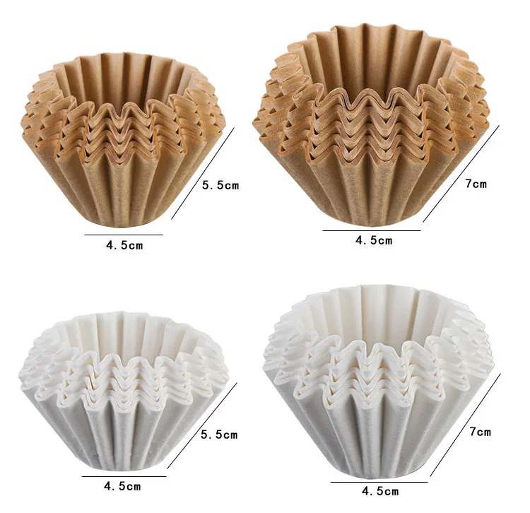 Ecocoffee 50pcs/bag 2 Cups 4 Cups Paper Filter Natural Wood Pulp Coffee Filters Hand Drip Paper