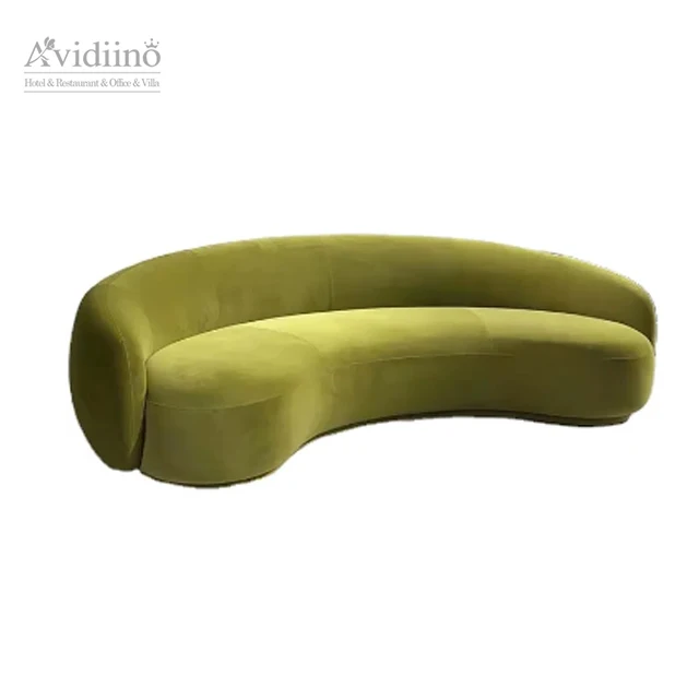 Italian boucle sofa curved custom sofa sectional apartment furniture  Upholstery suede couch  lobby  hotel moon shape  sofa