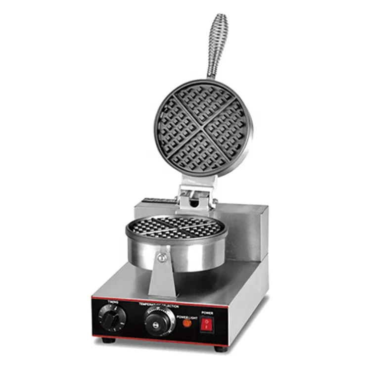 Электрическая круглая вафельница из нержавеющей стали с одной пластиной и антипригарным покрытием