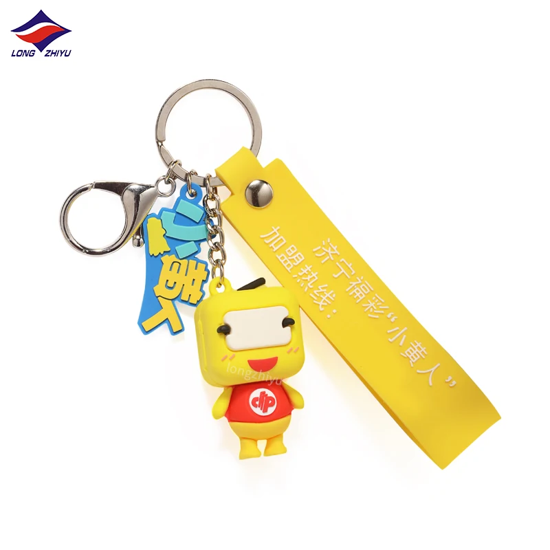 Professional Custom Cute Cartoon Doll PVC Keychain with Logo 3D Character Keyring Rubber Strap QR Code Kawaii Key Chain Gifts