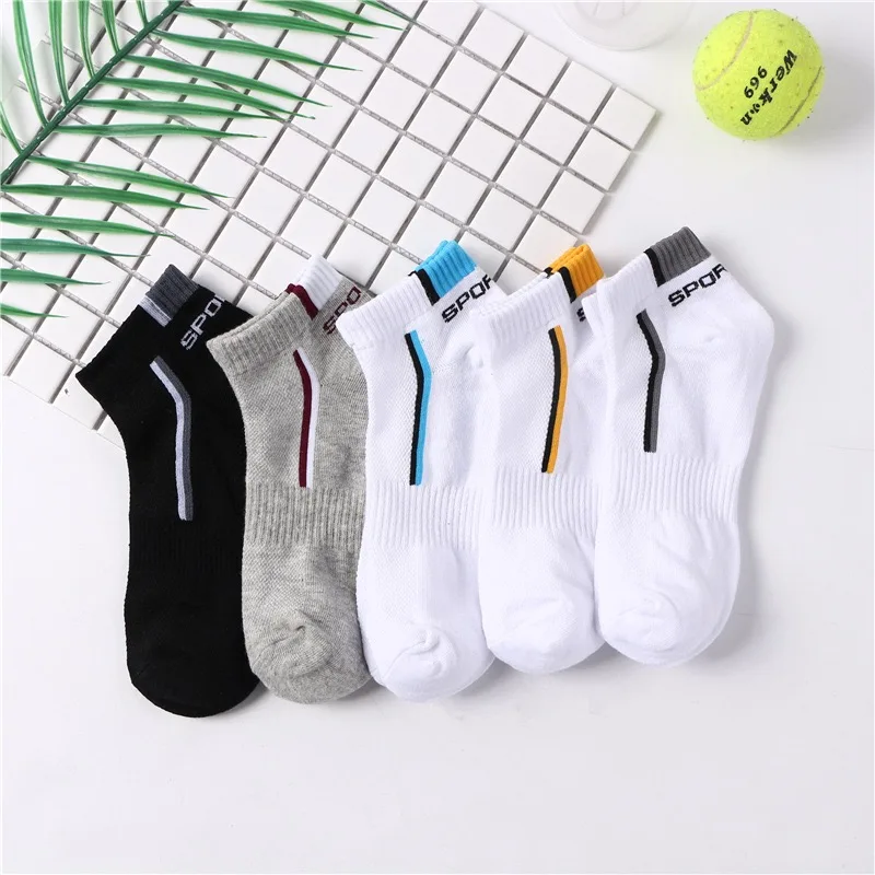 Wholesale men Summer black white grey socks cheap crew sports socks business short tube breathable socks
