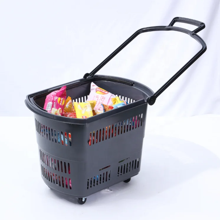 gray color plastic shopping hand basket Custom Retail Grocery Supermarket PP Plastic Handle Supermarket Shopping Basket