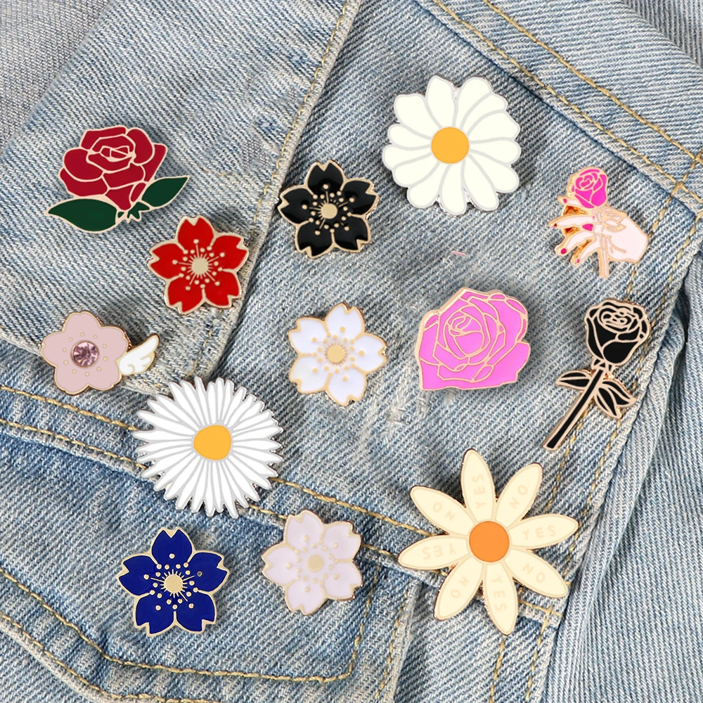 Customize Brooch Badge Girls Women Beautiful Rose Enamel Lapel Pins