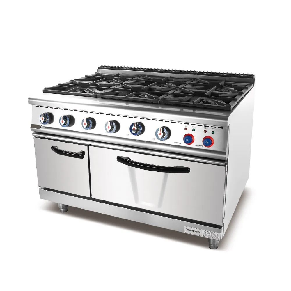 6 Burner Gas Cooking Range with Electric Oven Strainless Steel Commercial Gas Stove