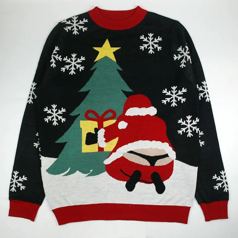 knitted ugly christmas sweater jumpers custom acrylic women couple family merry christmas sweater ugly