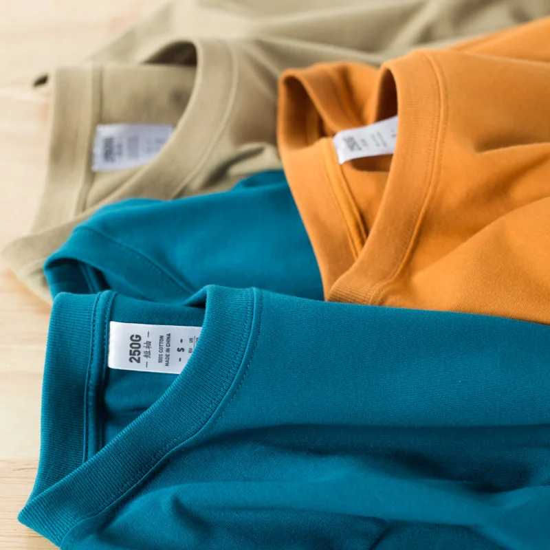 YLS OEM Service Wholesale Casual Blank O-Neck Man Tshirt 250 gsm 100% Cotton Man Tshirt