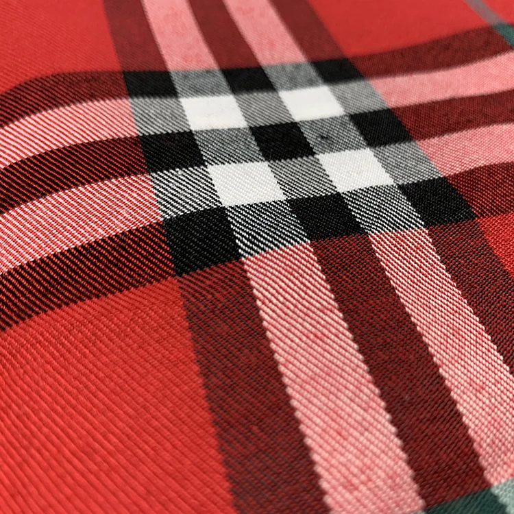 
Brushed textiles dobby design red plaid surplus shirting shirt fabric woven 