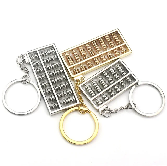 Hot selling ring metal key pendant mini abacus custom metal pop keychain cute