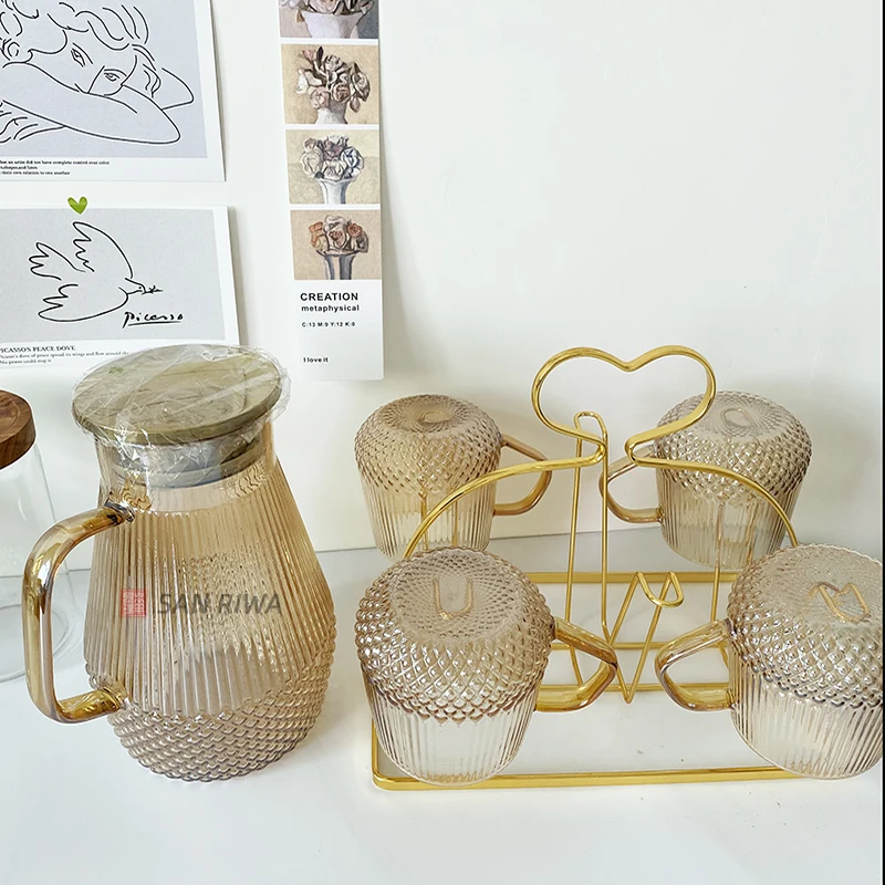 1.5L Amber Glass Cold Kettle Heat Resistant Borosilicate Color Glass Water Pitcher Glass Carafe with Filter Glass Water Pitcher9