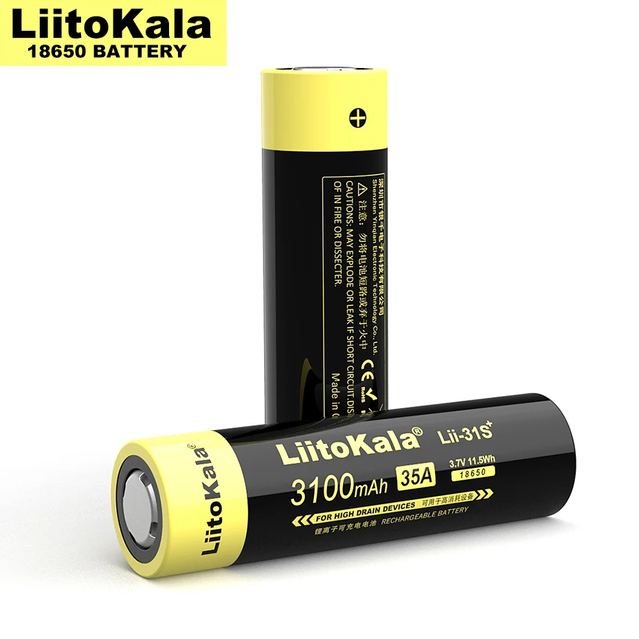 LiitoKala Lii-31S 18650 3100 мАч 25A 35A высокой мощности 3 6 В аккумуляторная батарея для фонарика