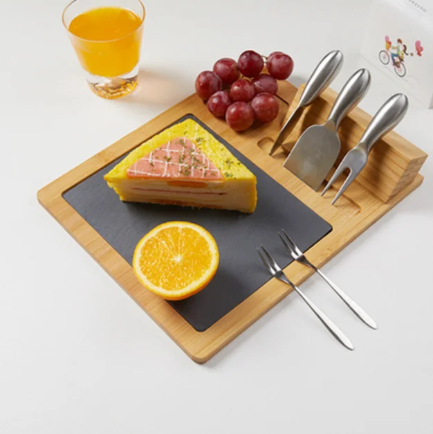 European-style Tableware Steak Bread Pizza Plate Bamboo Mini Slate Cheese Board